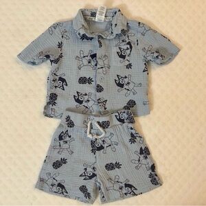 Blue Kids Matching Set with Fun Print